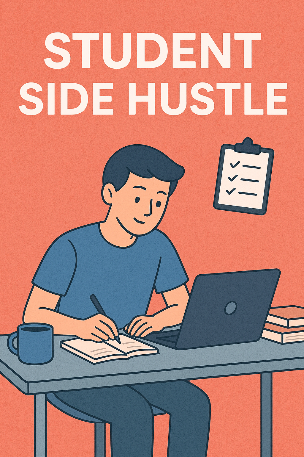 A young person working on a laptop in an outdoor market setting, representing side hustles.